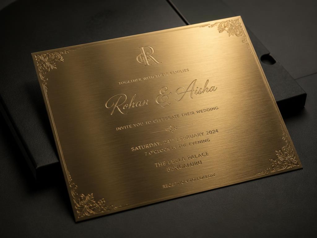 Exemple de rendu : invitation 3D métal